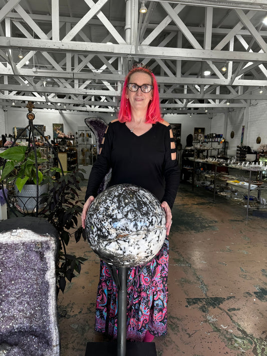 Quartz & Black Tourmaline Sphere (94 KG)